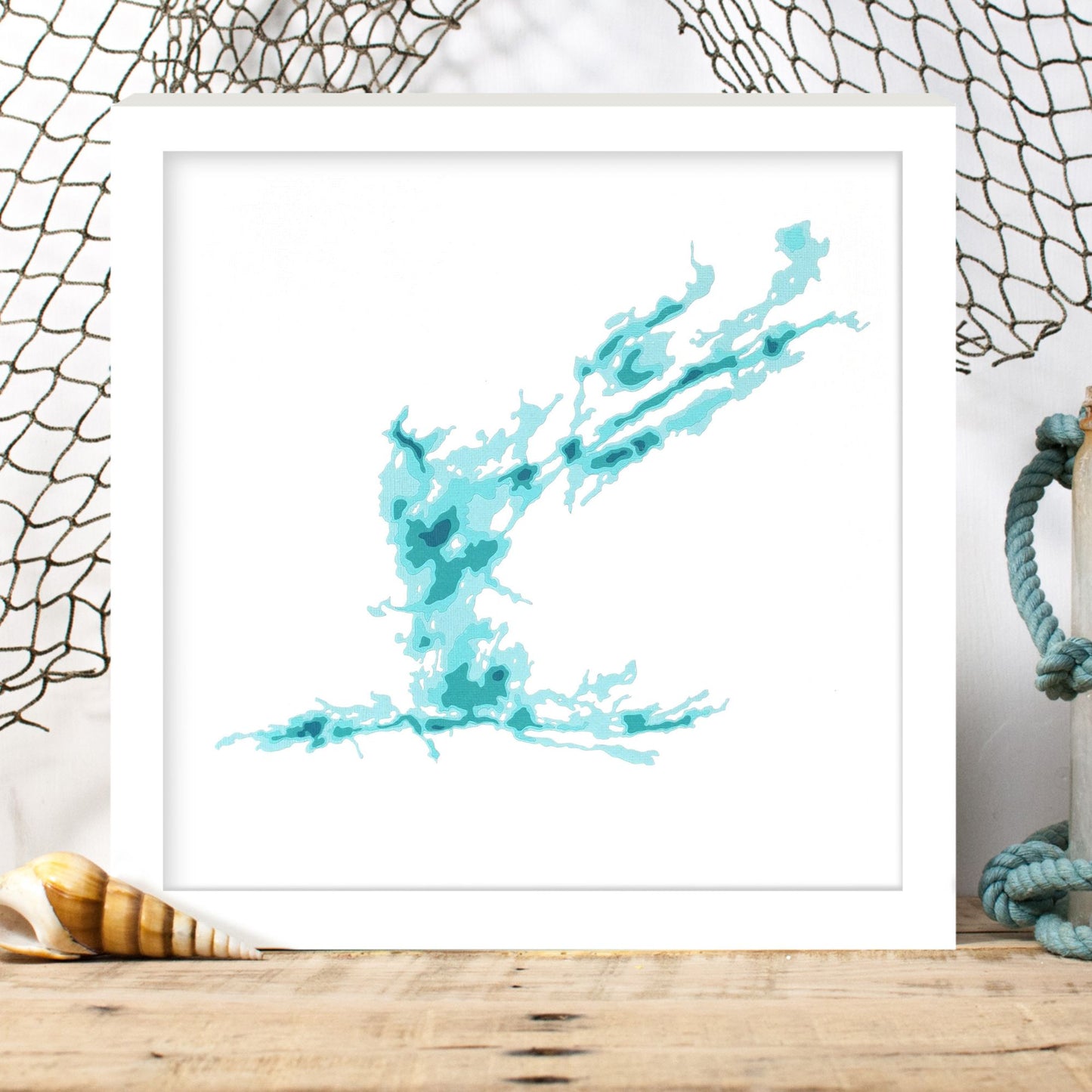 Lake Kasshabog 12"x12" Papercut Cardtography Map | Wall Art | Poster | Print | Map Art | Wall Decor