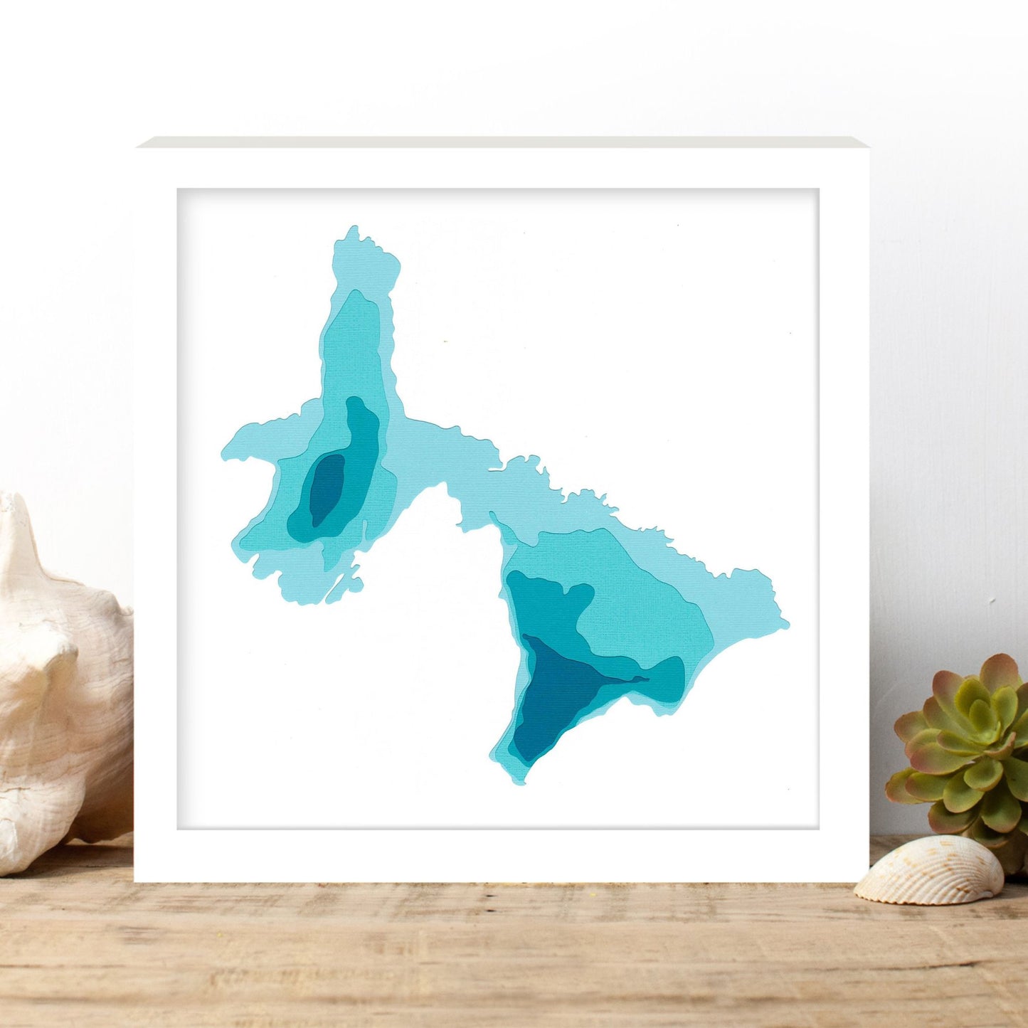 Manitou Lake 12"x12" Papercut Cardtography Map | Wall Art | Poster | Print | Map Art | Wall Decor