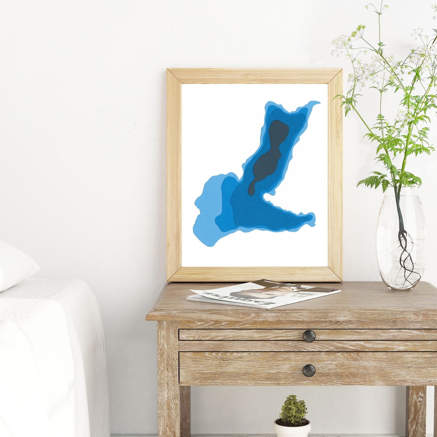 Lake Menominee 8"x10" Papercut Cardtography Map | Wall Art | Poster | Print | Map Art | Wall Decor