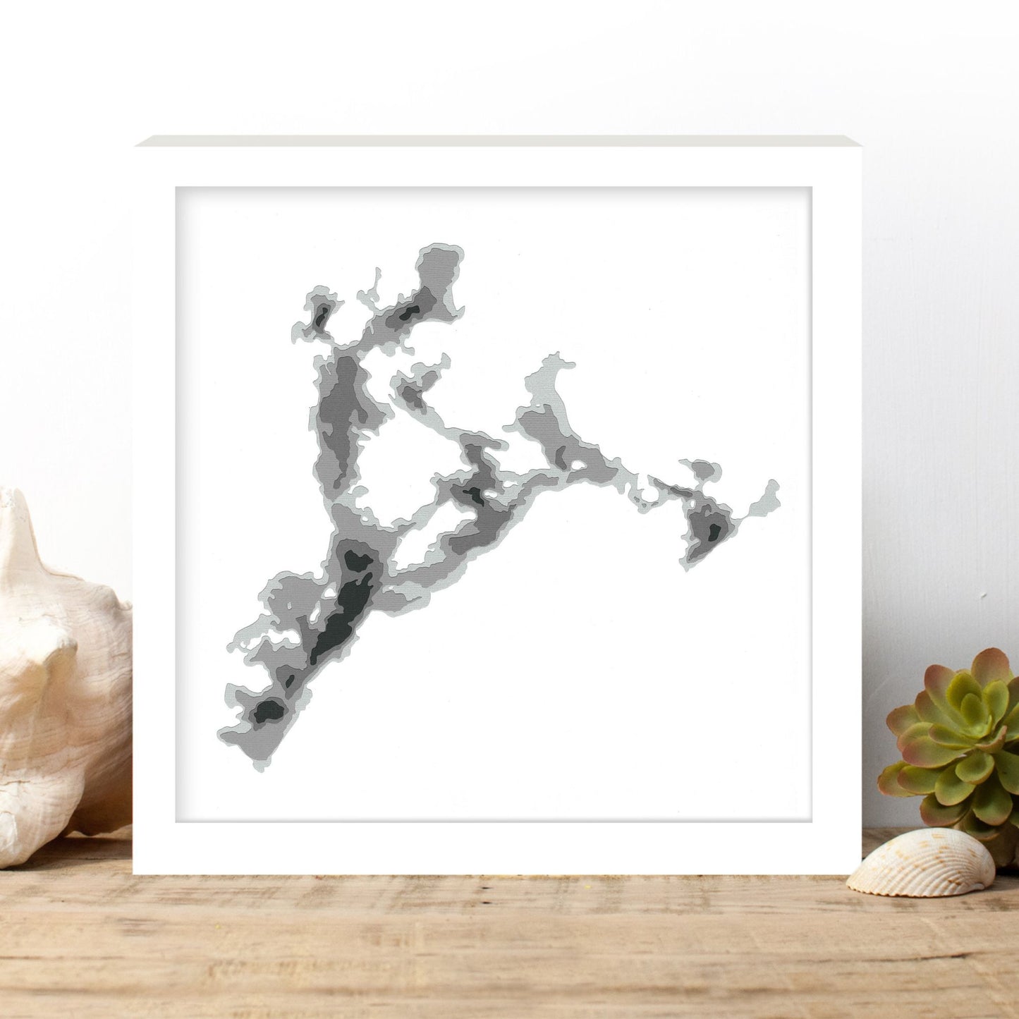 Lake of Bays 12"x12" Papercut Cardtography Map | Wall Art | Poster | Print | Map Art | Wall Decor