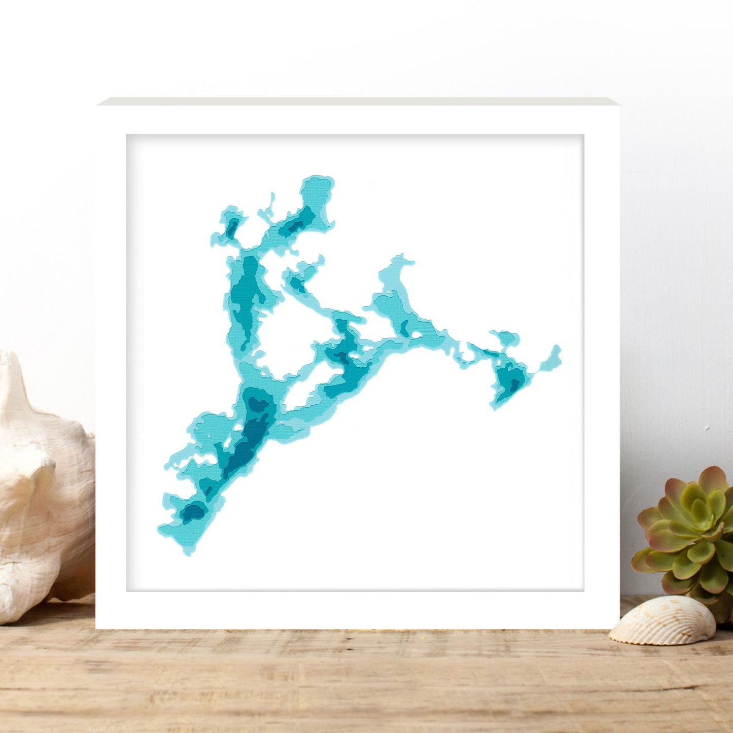 Lake of Bays 12"x12" Papercut Cardtography Map | Wall Art | Poster | Print | Map Art | Wall Decor