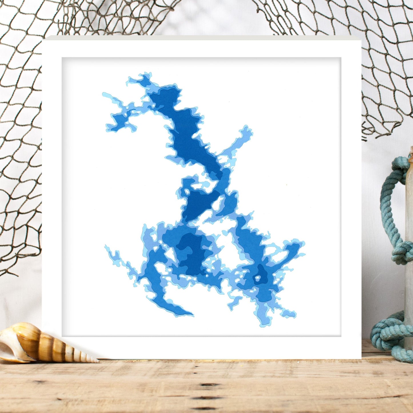 Lake Rosseau 12"x12" Papercut Cardtography Map | Wall Art | Poster | Print | Map Art | Wall Decor