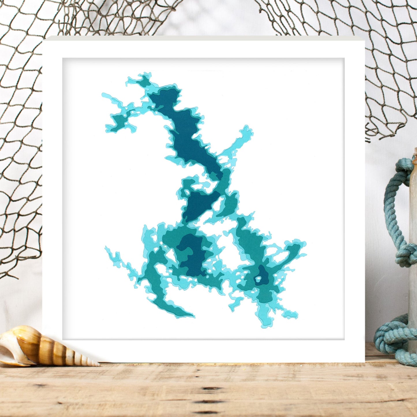 Lake Rosseau 12"x12" Papercut Cardtography Map | Wall Art | Poster | Print | Map Art | Wall Decor
