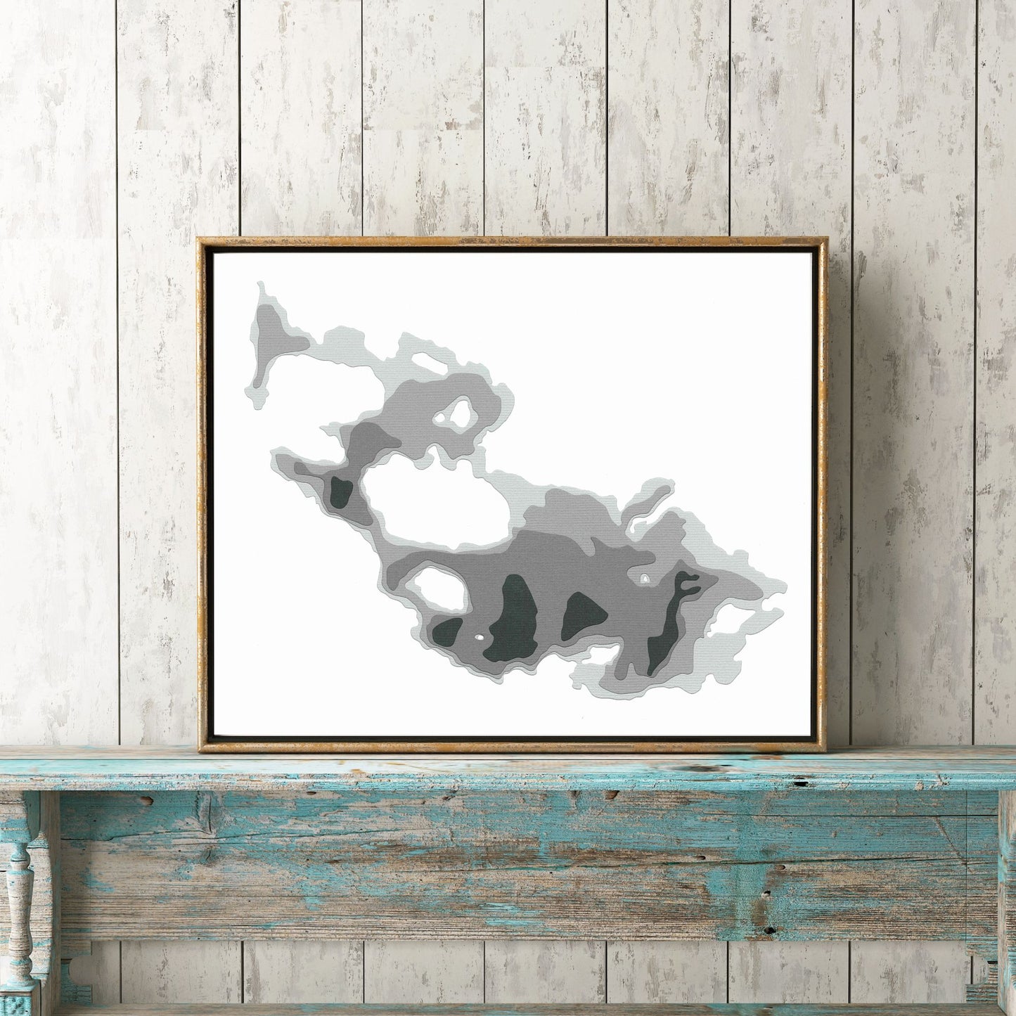 Lake Vernon 8"x10" Papercut Cardtography Map | Wall Art | Poster | Print | Map Art | Wall Decor
