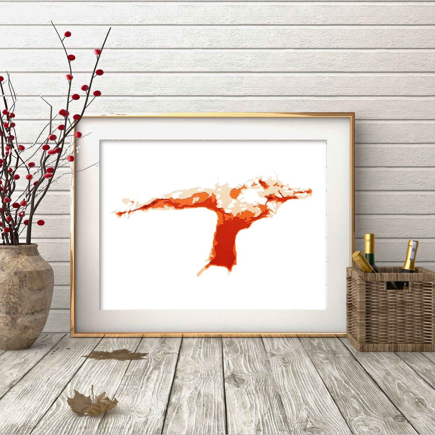 Lower Buckhorn Lake 9"x12" Papercut Cardtography Map | Wall Art | Poster | Print | Map Art | Wall Decor