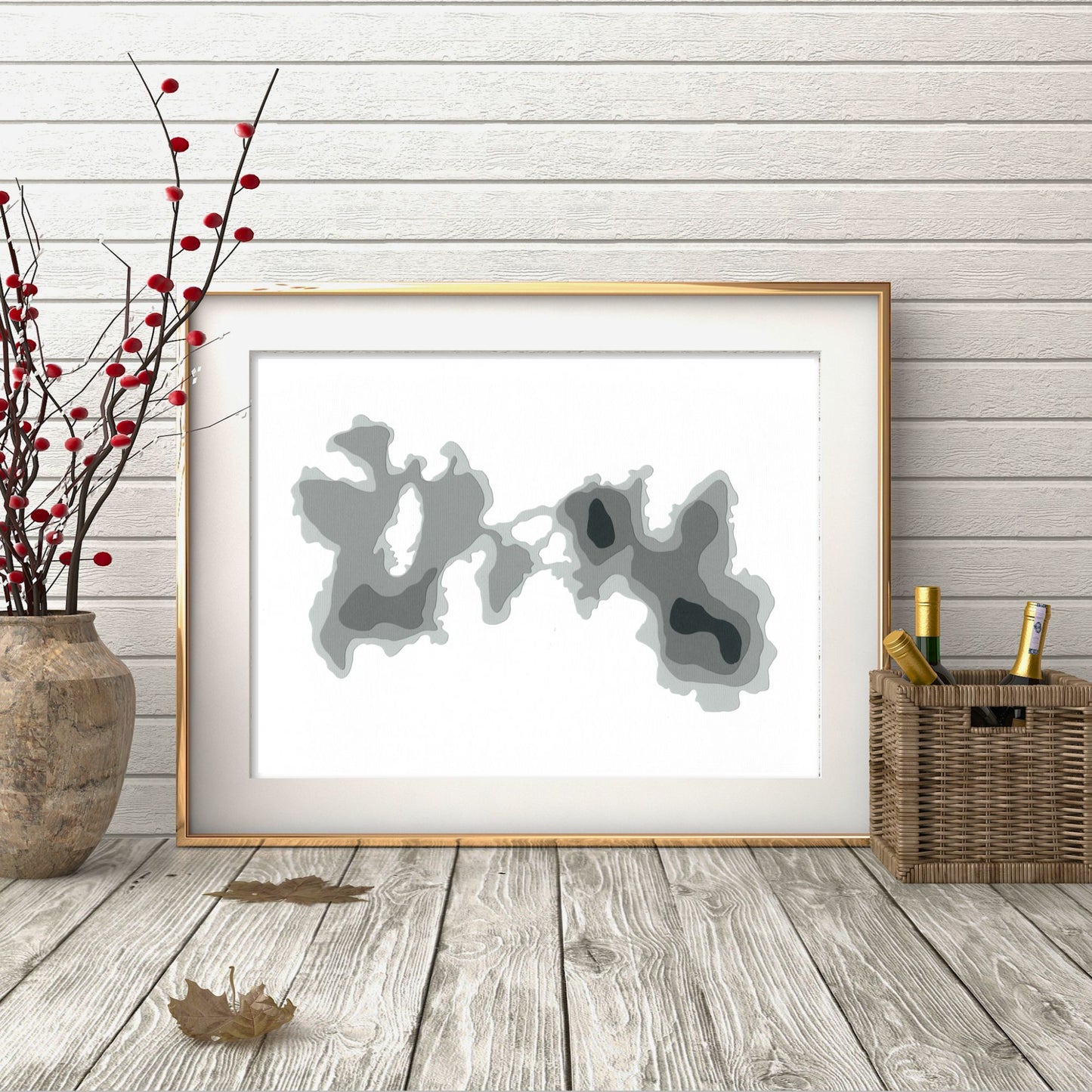 Lake Manitouwaba 9"x12" Papercut Cardtography Map | Wall Art | Poster | Print | Map Art | Wall Decor