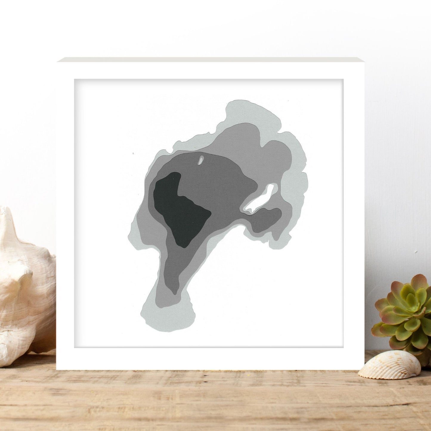 Mindemoya Lake 12"x12" Papercut Cardtography Map | Wall Art | Poster | Print | Map Art | Wall Decor