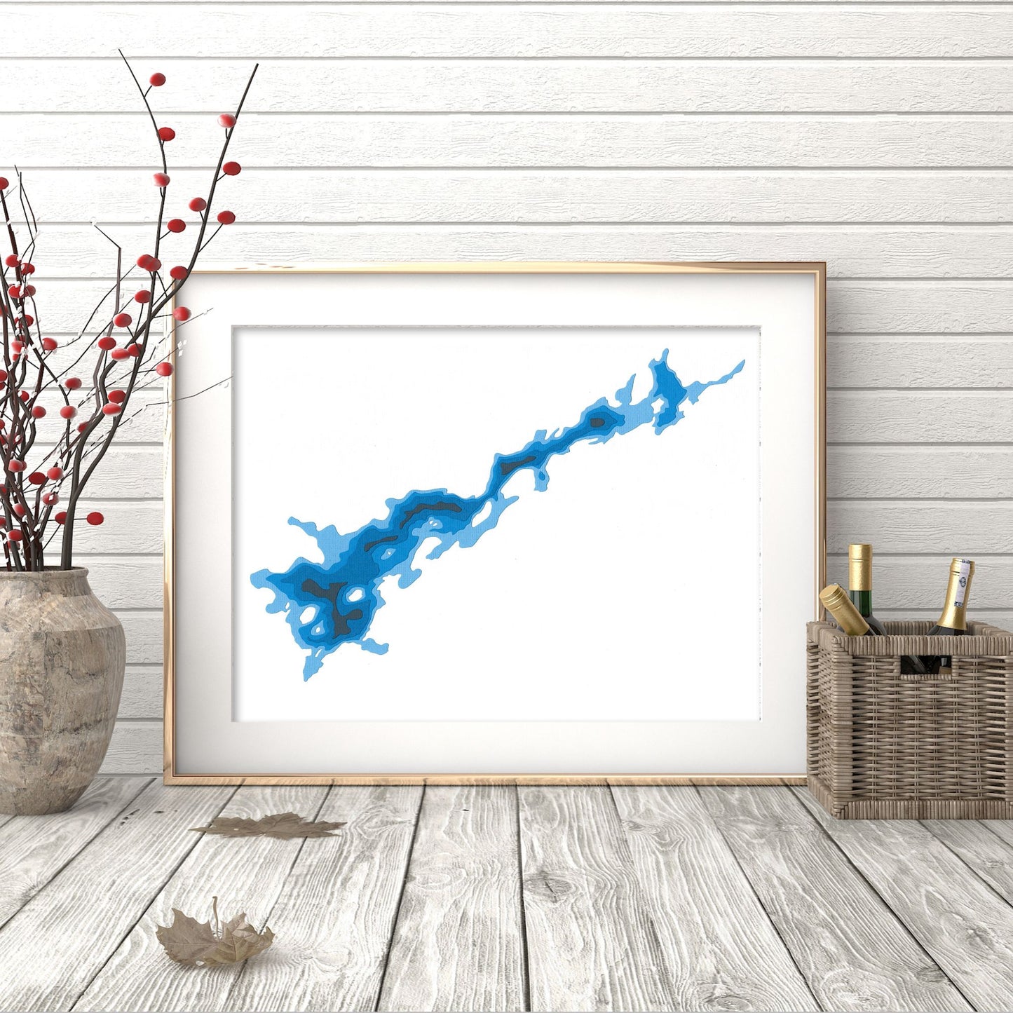 Mississagagon Lake 9"x12" Papercut Cardtography Map | Wall Art | Poster | Print | Map Art | Wall Decor
