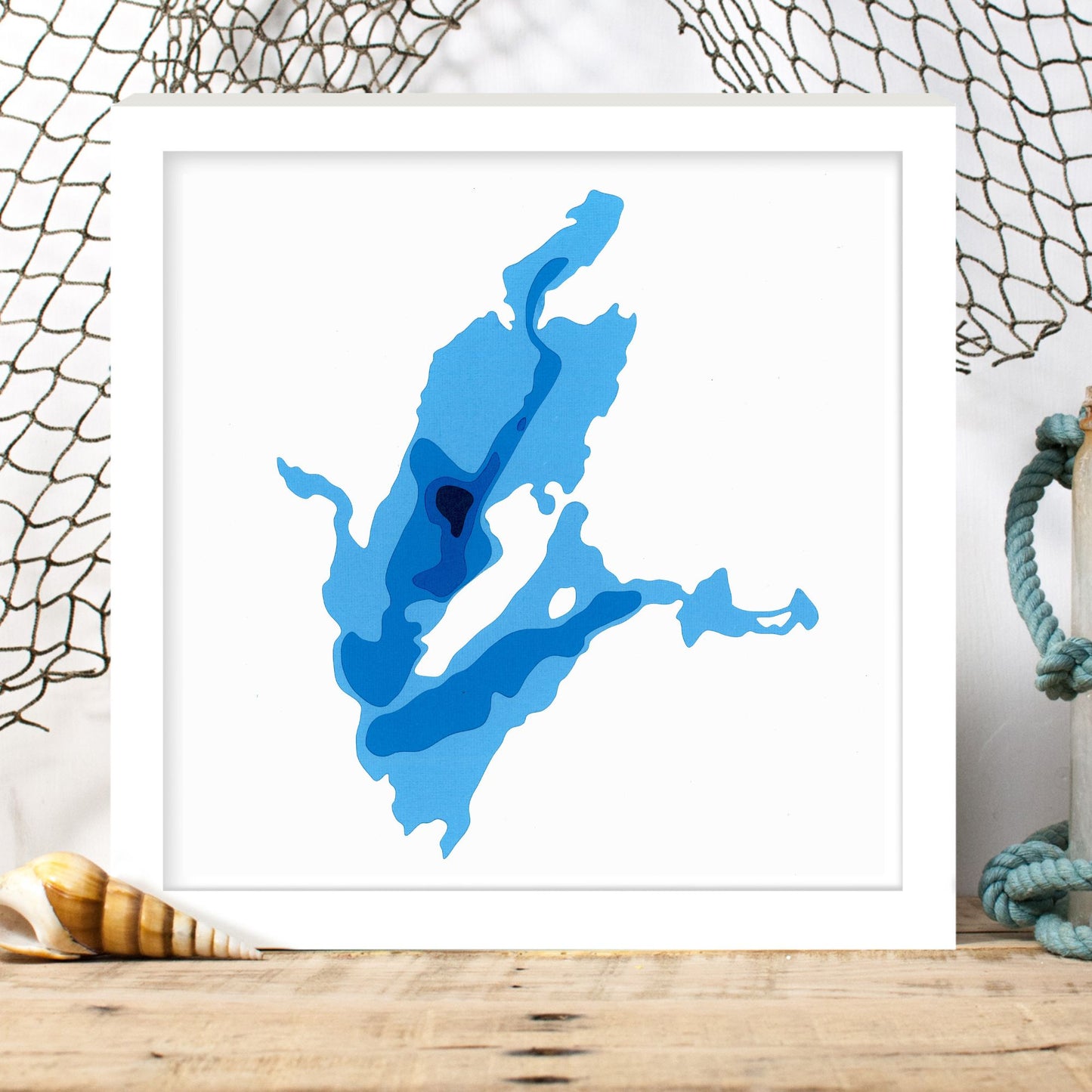Mitchell Lake 12"x12" Papercut Cardtography Map | Wall Art | Poster | Print | Map Art | Wall Decor