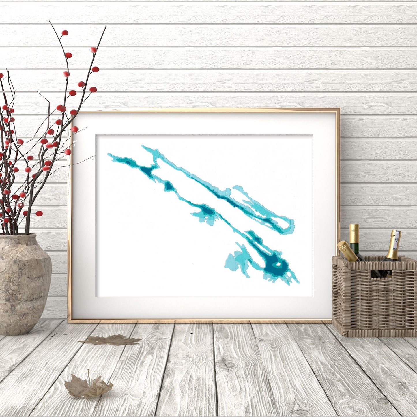 Muldrew Lake 9"x12" Papercut Cardtography Map | Wall Art | Poster | Print | Map Art | Wall Decor
