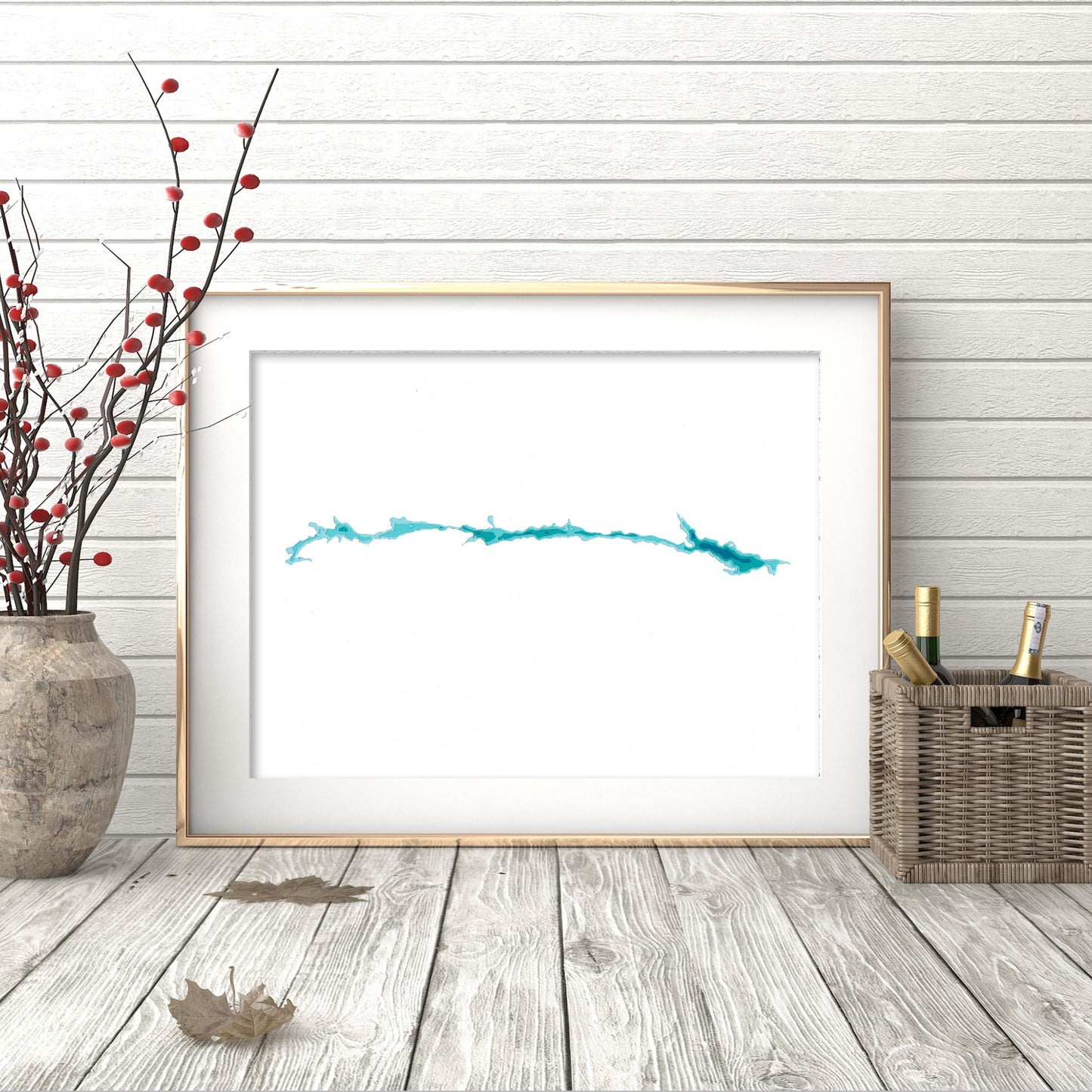 Naiscoot Lake 9"x12" Papercut Cardtography Map | Wall Art | Poster | Print | Map Art | Wall Decor