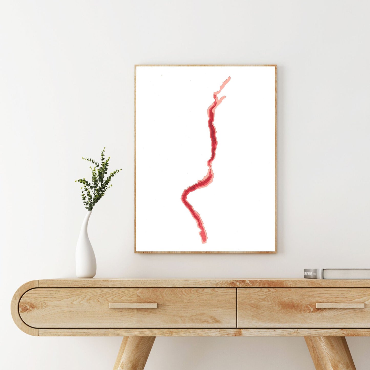 Okanagan Lake, BC 9"x12" Papercut Cardtography Map | Wall Art | Poster | Print | Map Art | Wall Decor