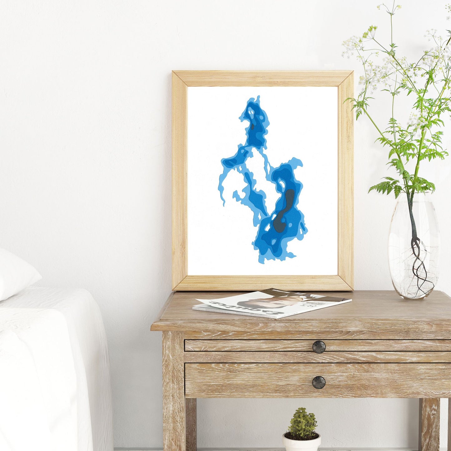 Opasatika Lake 8"x10" Papercut Cardtography Map | Wall Art | Poster | Print | Map Art | Wall Decor