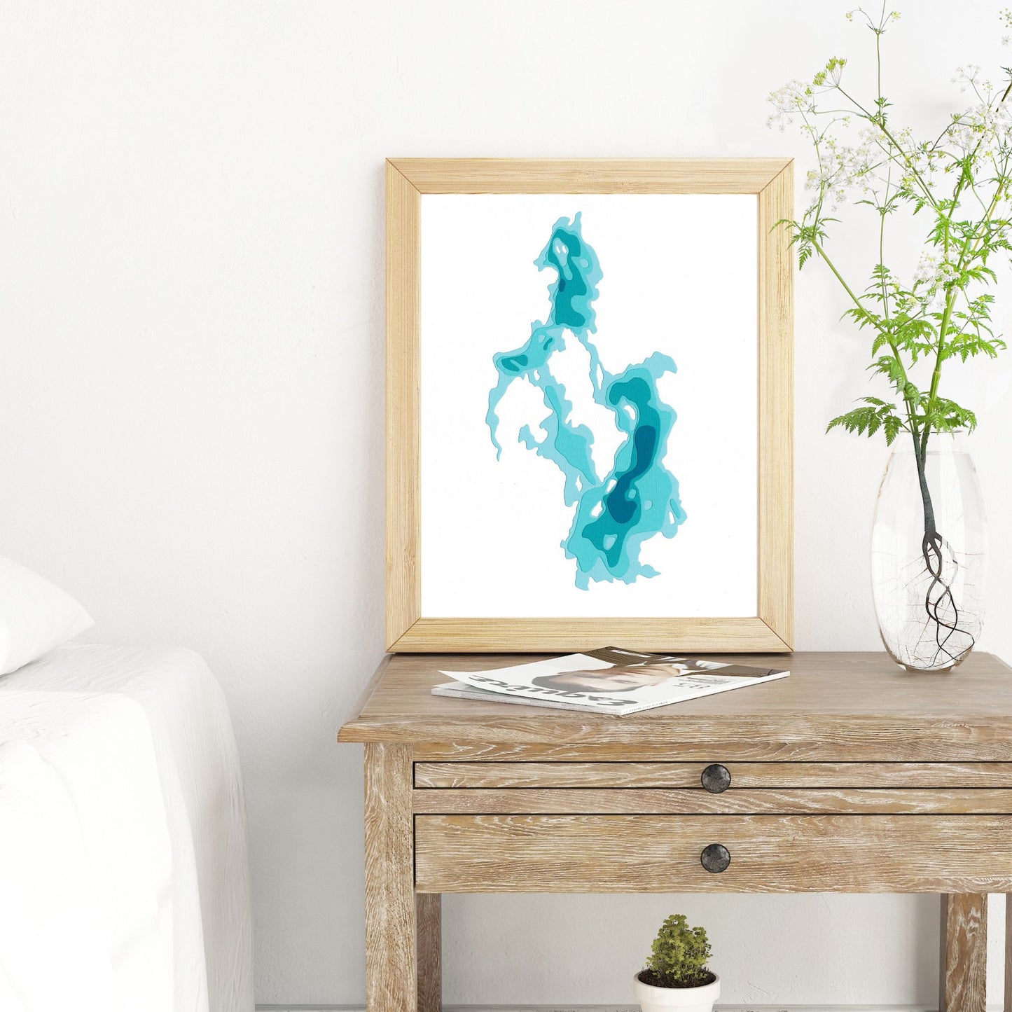 Opasatika Lake 8"x10" Papercut Cardtography Map | Wall Art | Poster | Print | Map Art | Wall Decor