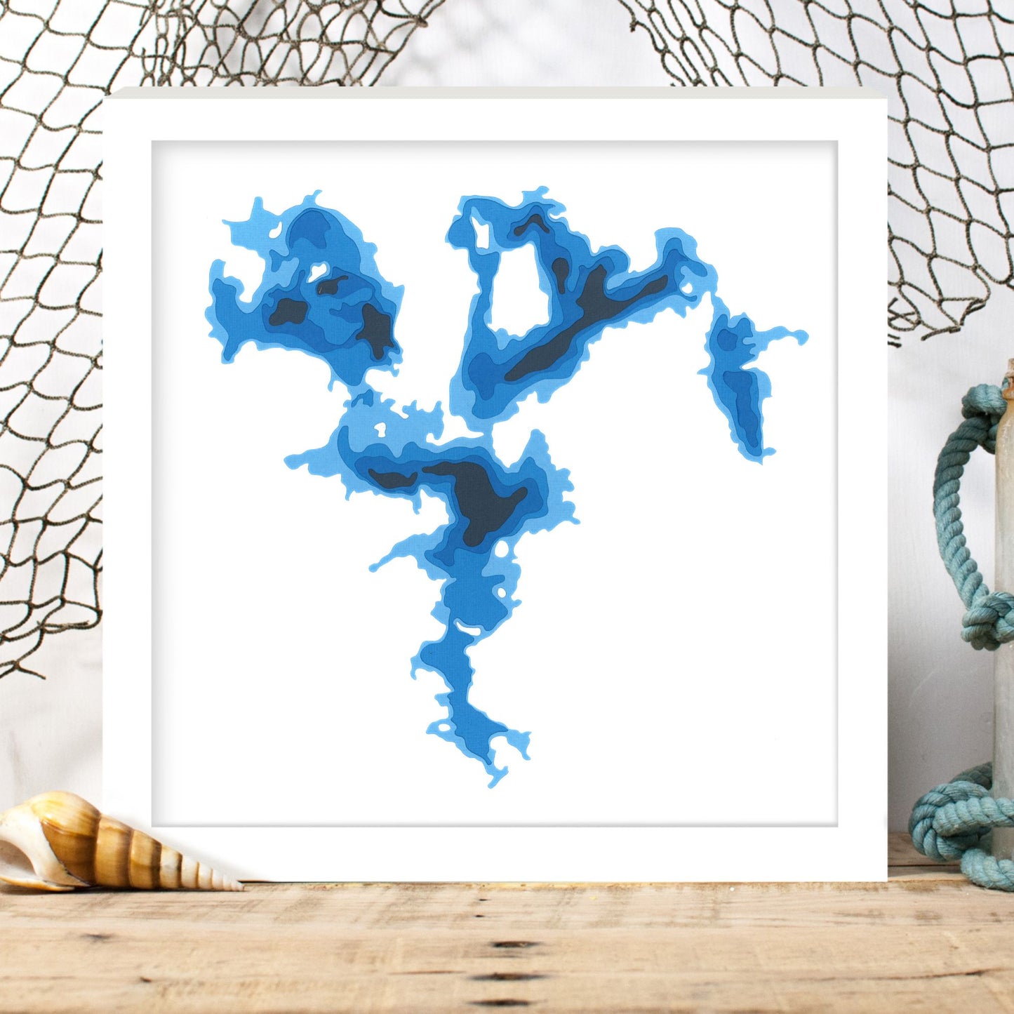 Opeongo Lake 12"x12" Papercut Cardtography Map | Wall Art | Poster | Print | Map Art | Wall Decor