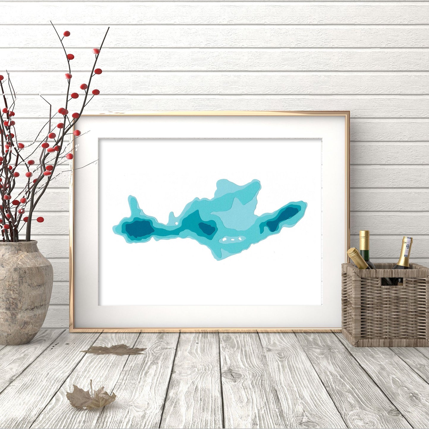 Otter Lake (Dorset) 9"x12" Papercut Cardtography Map | Wall Art | Poster | Print | Map Art | Wall Decor