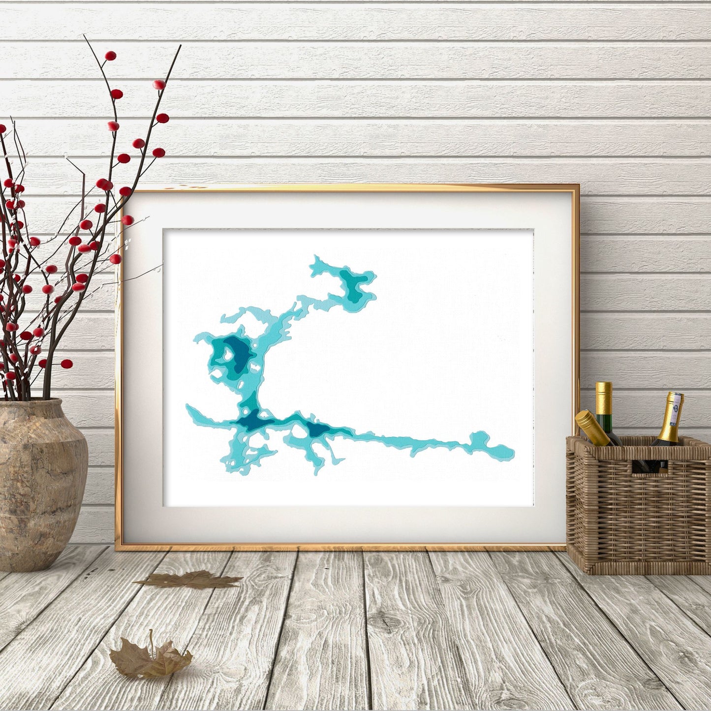 Otter Lake (Muskoka) 9"x12" Papercut Cardtography Map | Wall Art | Poster | Print | Map Art | Wall Decor