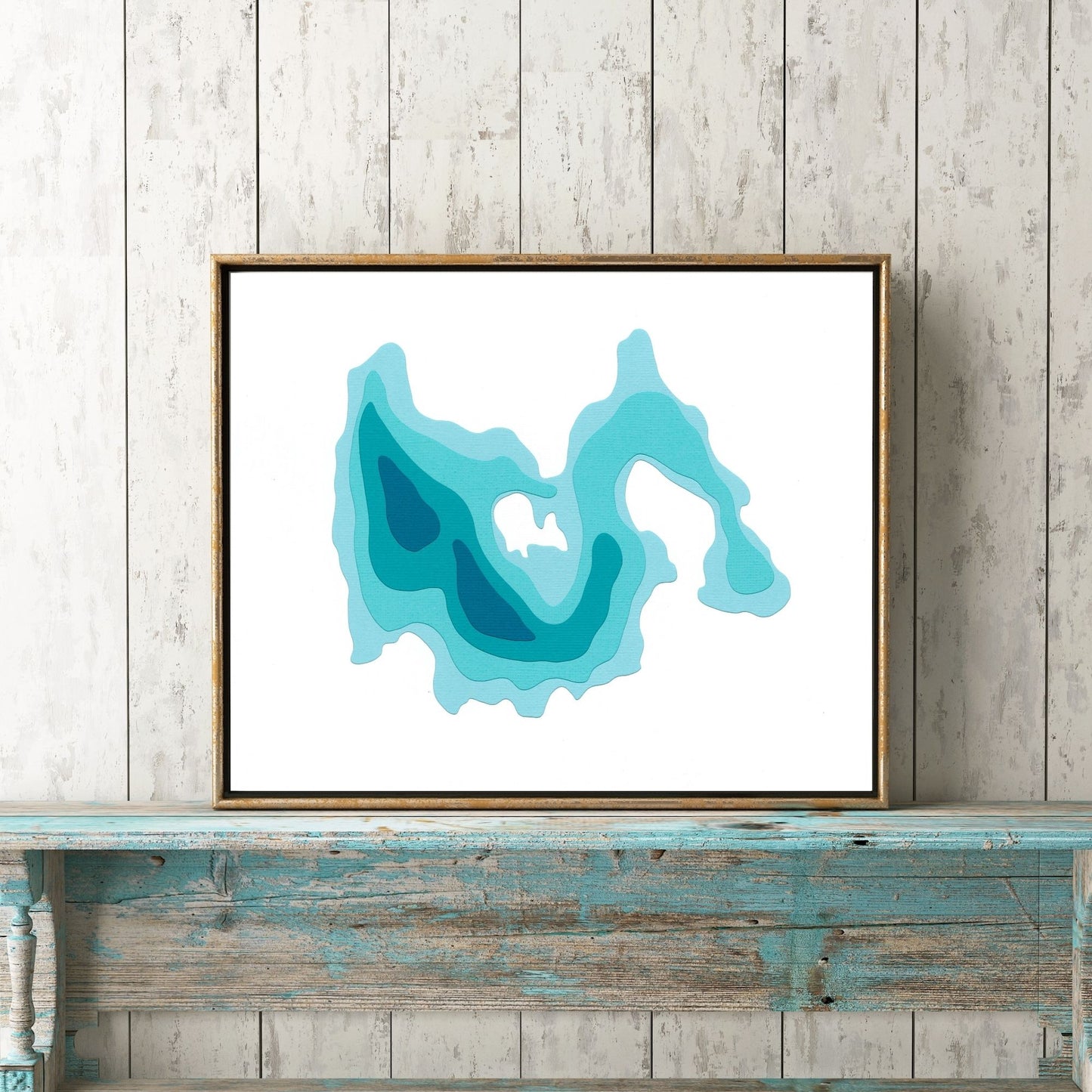 Picard Lake 8x10" Papercut Cardtography Map | Wall Art | Poster | Print | Map Art | Wall Decor