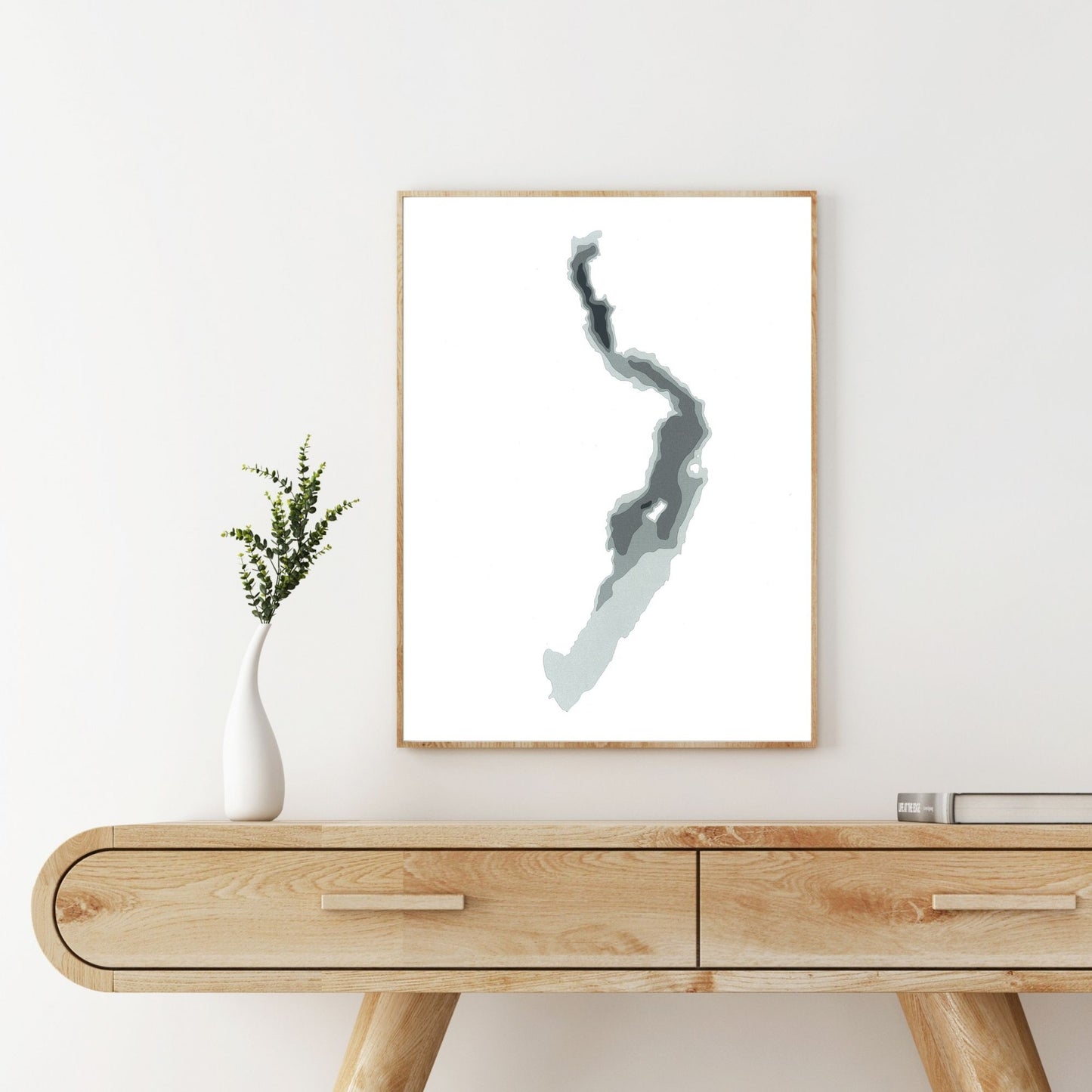 Pitt Lake, BC 9"x12" Papercut Cardtography Map | Wall Art | Poster | Print | Map Art | Wall Decor