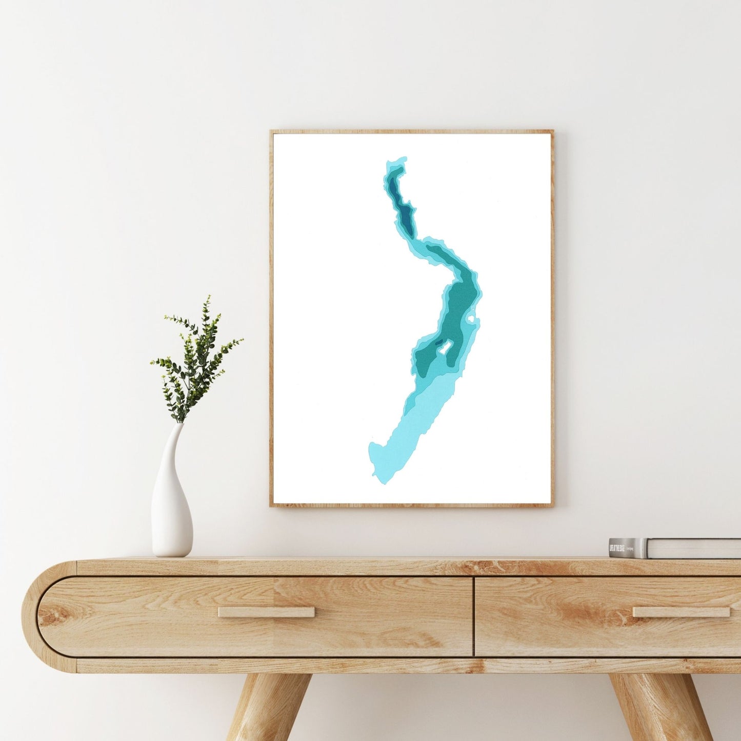 Pitt Lake, BC 9"x12" Papercut Cardtography Map | Wall Art | Poster | Print | Map Art | Wall Decor
