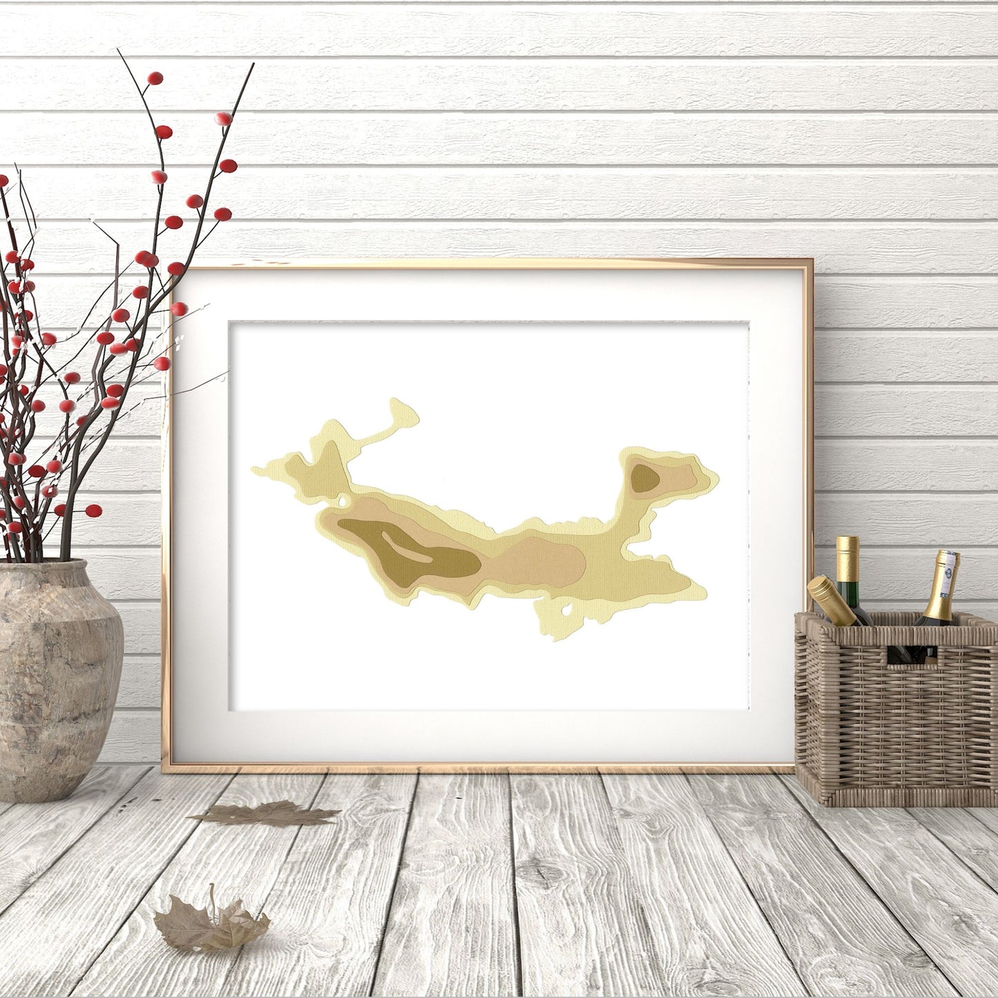 Popeye Lake 9"x12" Papercut Cardtography Map | Wall Art | Poster | Print | Map Art | Wall Decor