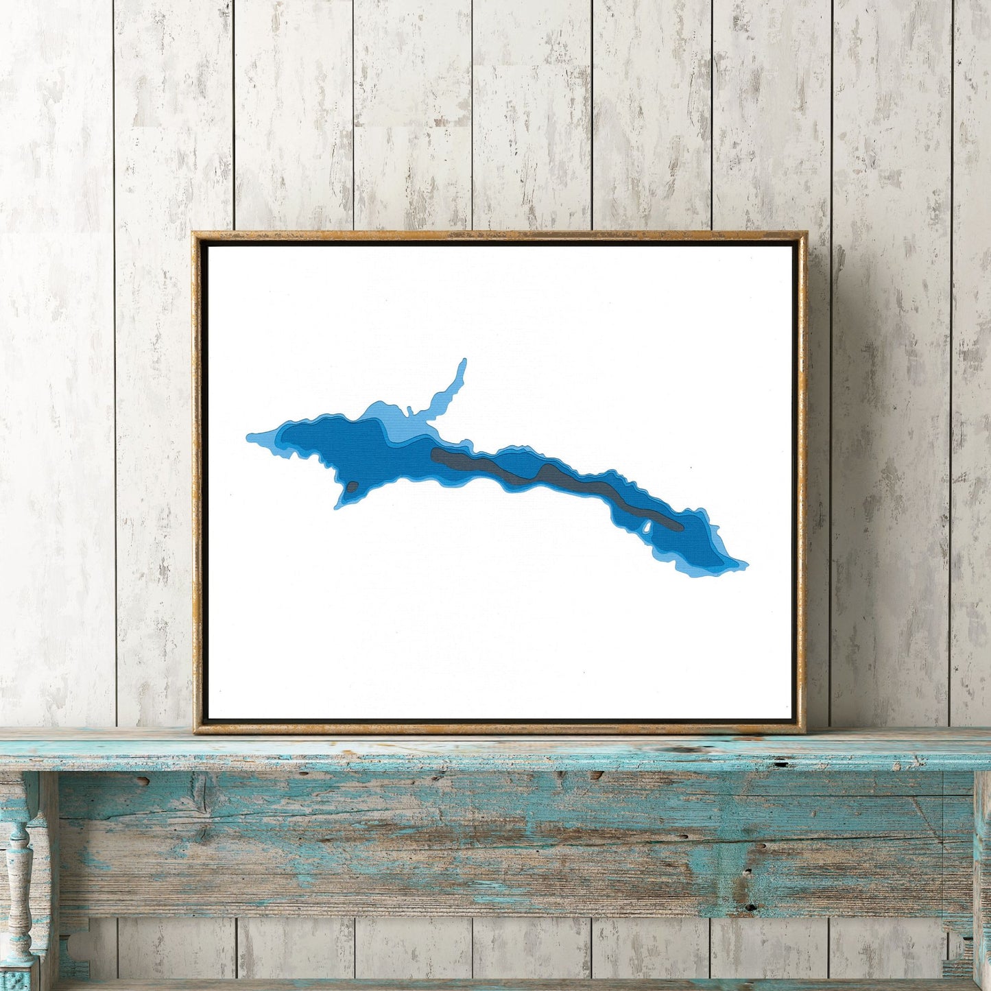 Portage Lake 8x10" Papercut Cardtography Map | Wall Art | Poster | Print | Map Art | Wall Decor