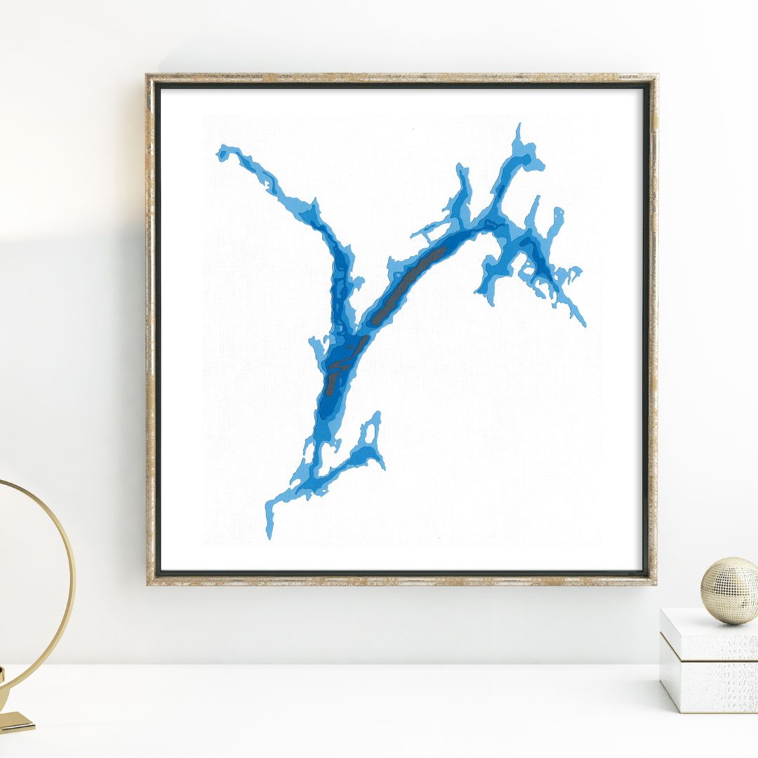 Rabbit Lake 12"x12" Papercut Cardtography Map | Wall Art | Poster | Print | Map Art | Wall Decor