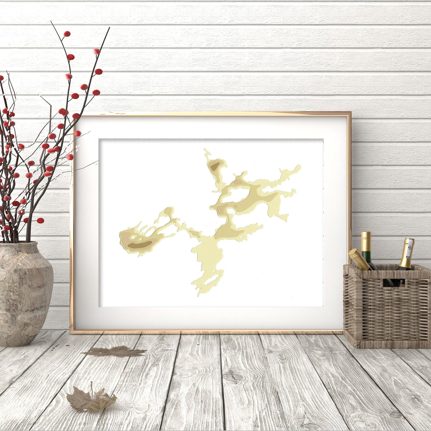 Ragged Lake 9"x12" Papercut Cardtography Map | Wall Art | Poster | Print | Map Art | Wall Decor