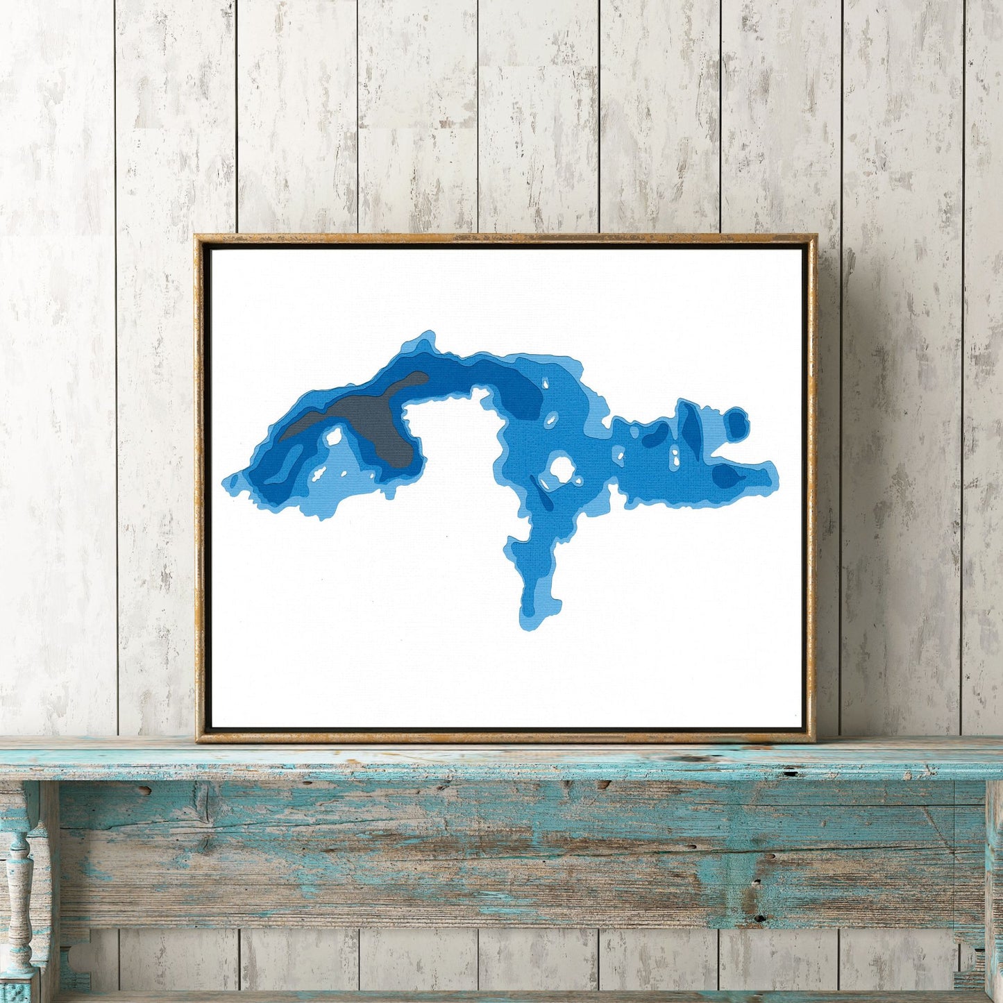 Ramsey Lake 8x10" Papercut Cardtography Map | Wall Art | Poster | Print | Map Art | Wall Decor