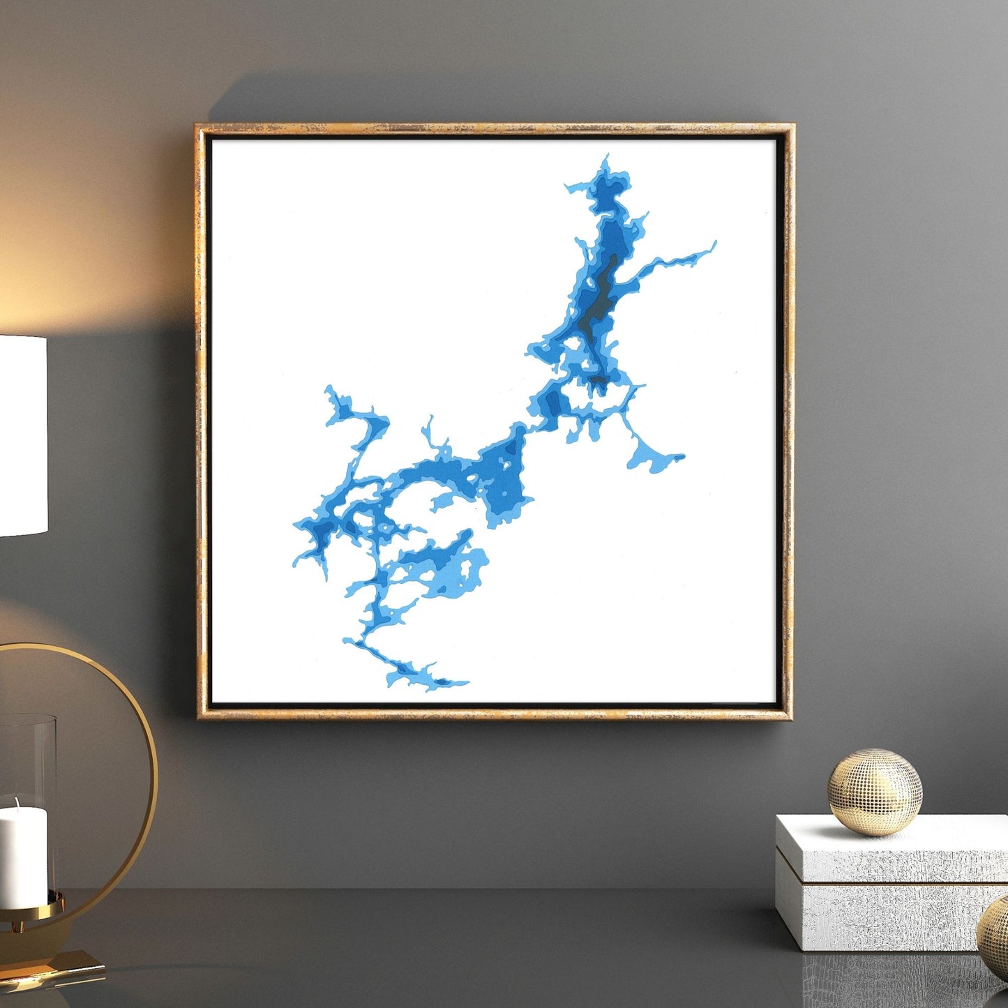 Red Cedar Lake 12"x12" Papercut Cardtography Map | Wall Art | Poster | Print | Map Art | Wall Decor