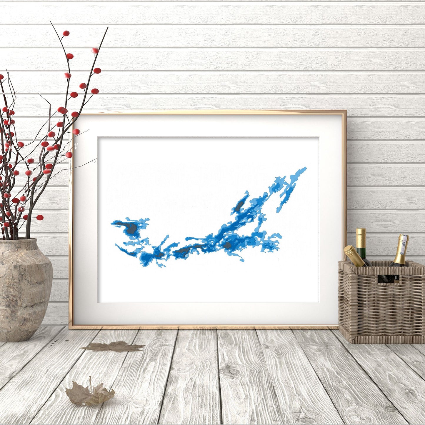Red Lake 9"x12" Papercut Cardtography Map | Wall Art | Poster | Print | Map Art | Wall Decor