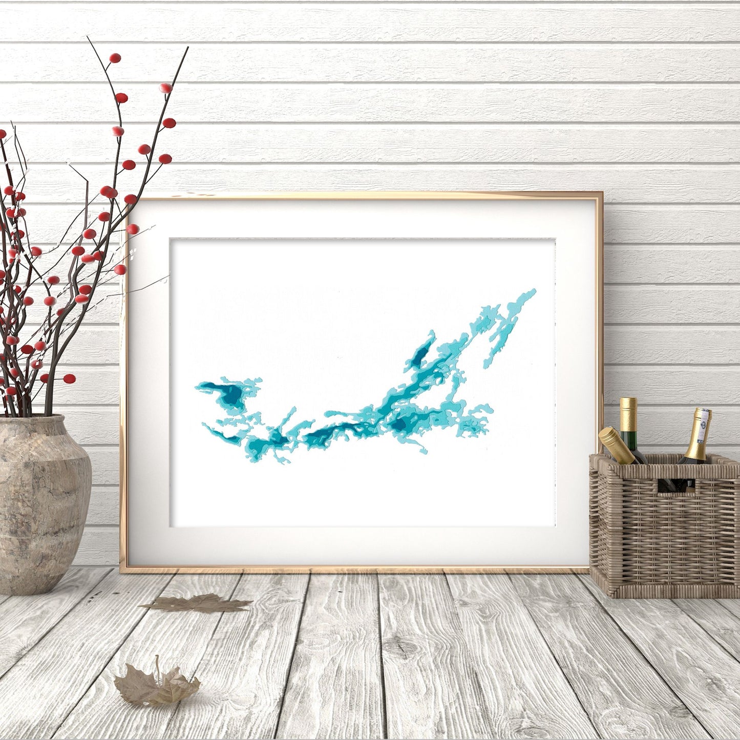 Red Lake 9"x12" Papercut Cardtography Map | Wall Art | Poster | Print | Map Art | Wall Decor
