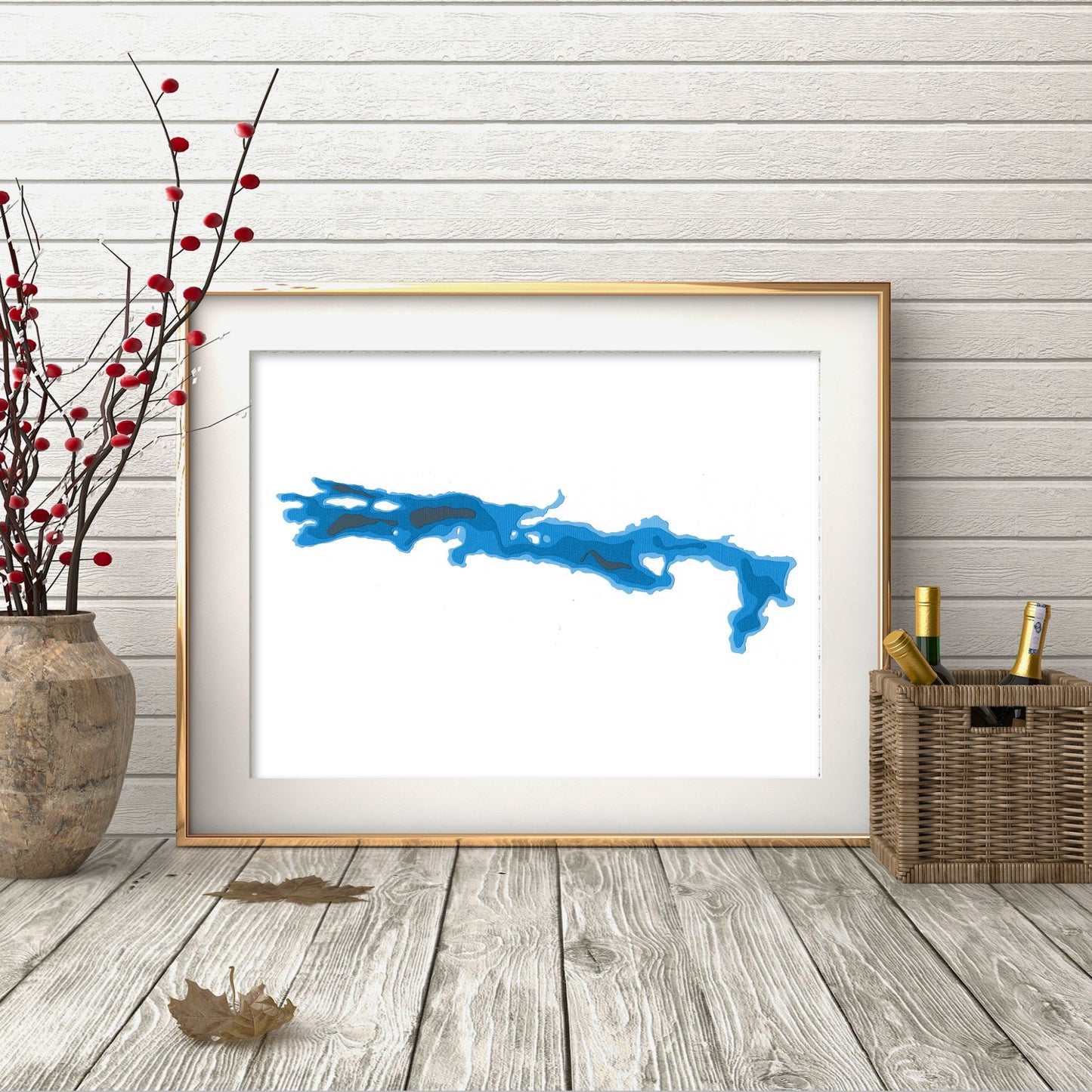Restoule Lake 9"x12" Papercut Cardtography Map | Wall Art | Poster | Print | Map Art | Wall Decor