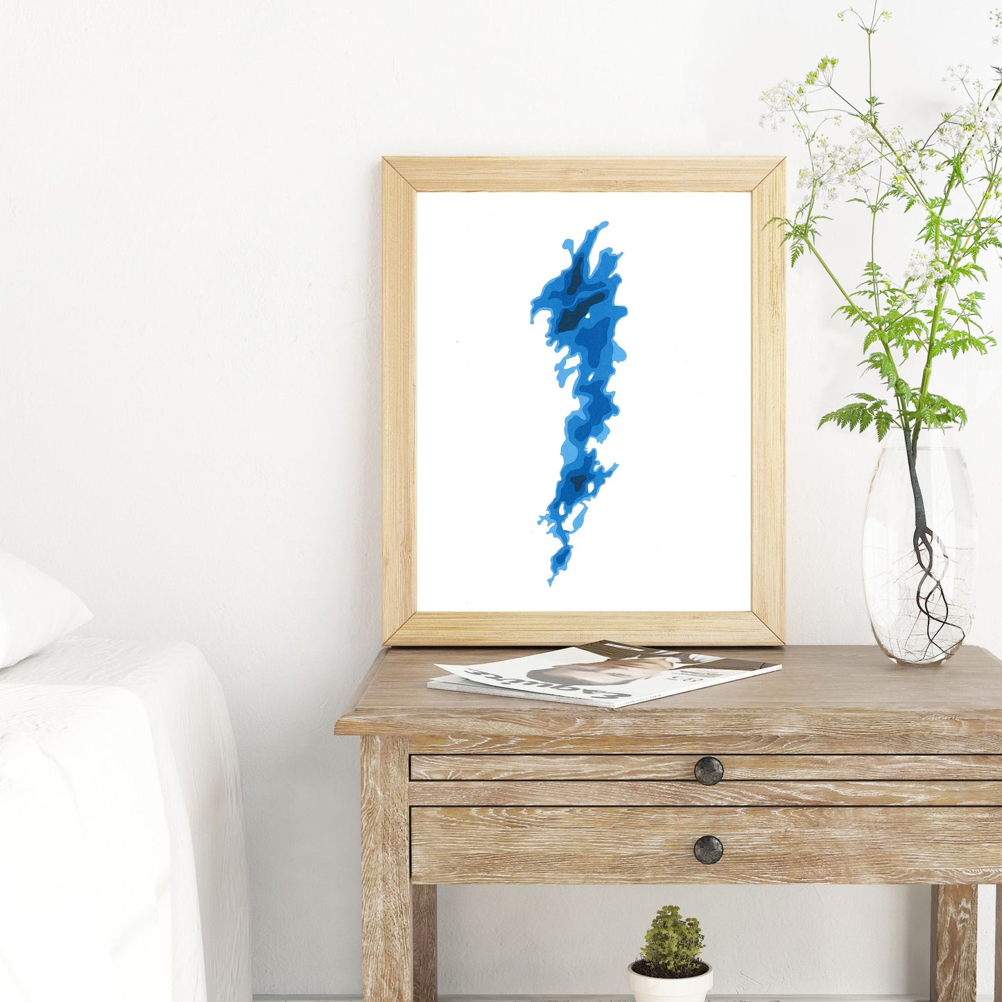 Shadow Lake 8"x10" Papercut Cardtography Map | Wall Art | Poster | Print | Map Art | Wall Decor