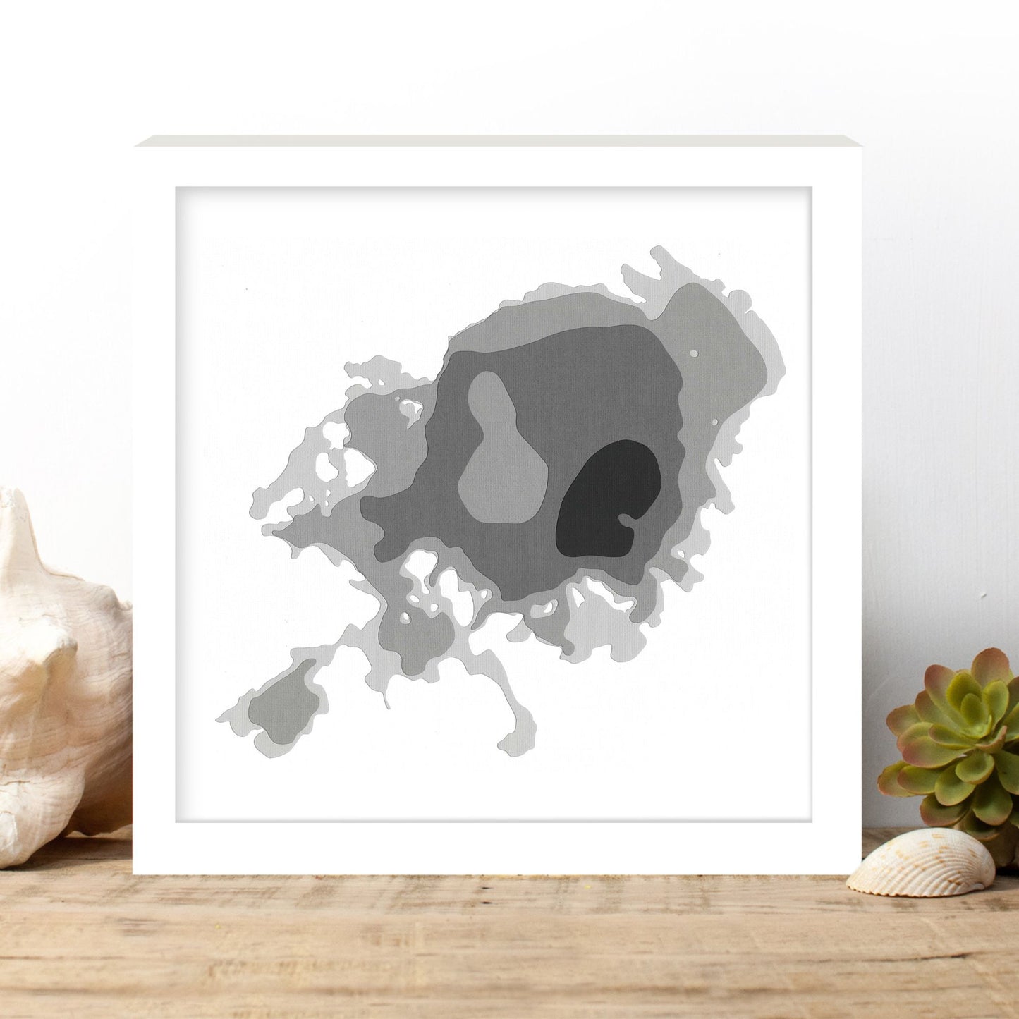 Skeleton Lake 12"x12" Papercut Cardtography Map | Wall Art | Poster | Print | Map Art | Wall Decor