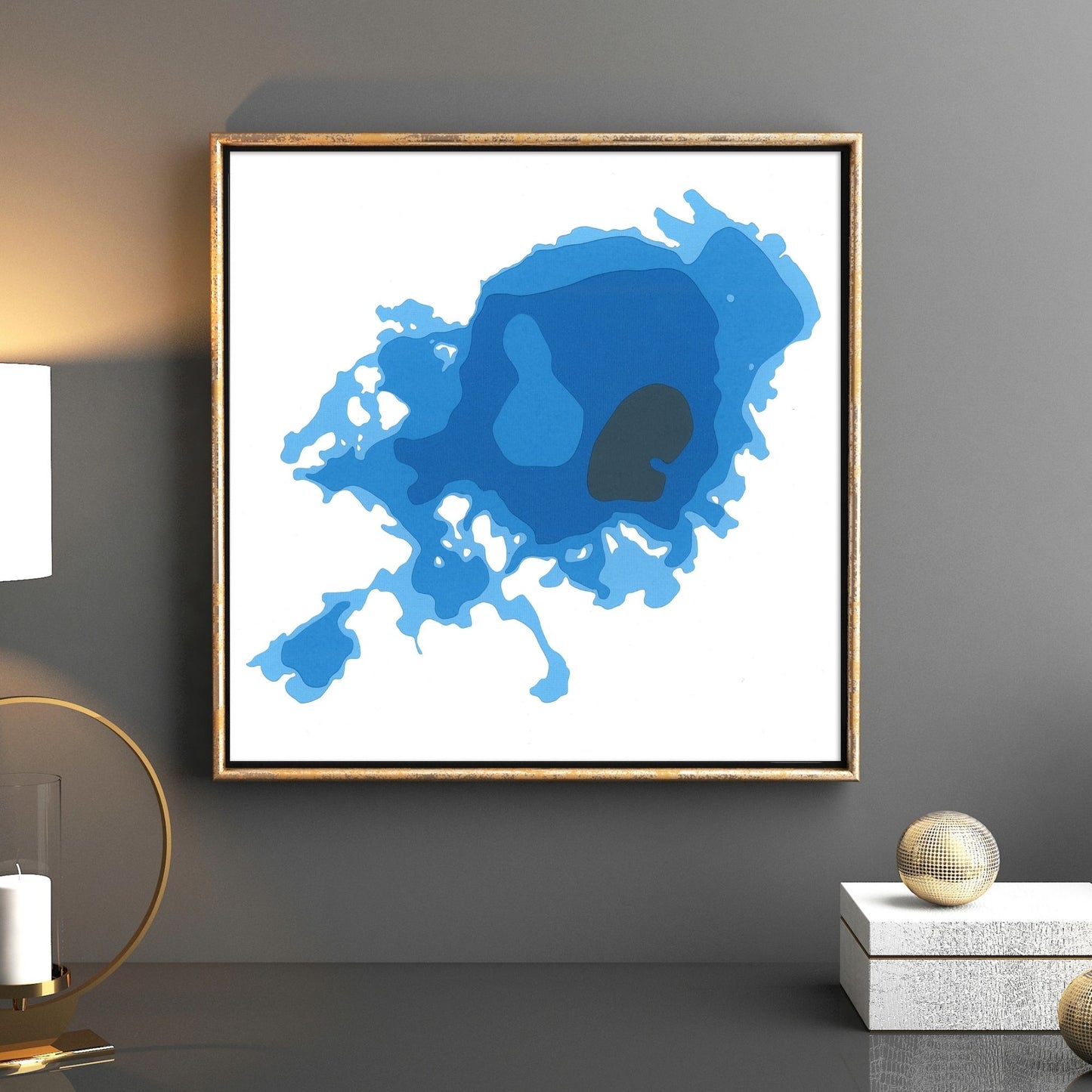 Skeleton Lake 12"x12" Papercut Cardtography Map | Wall Art | Poster | Print | Map Art | Wall Decor