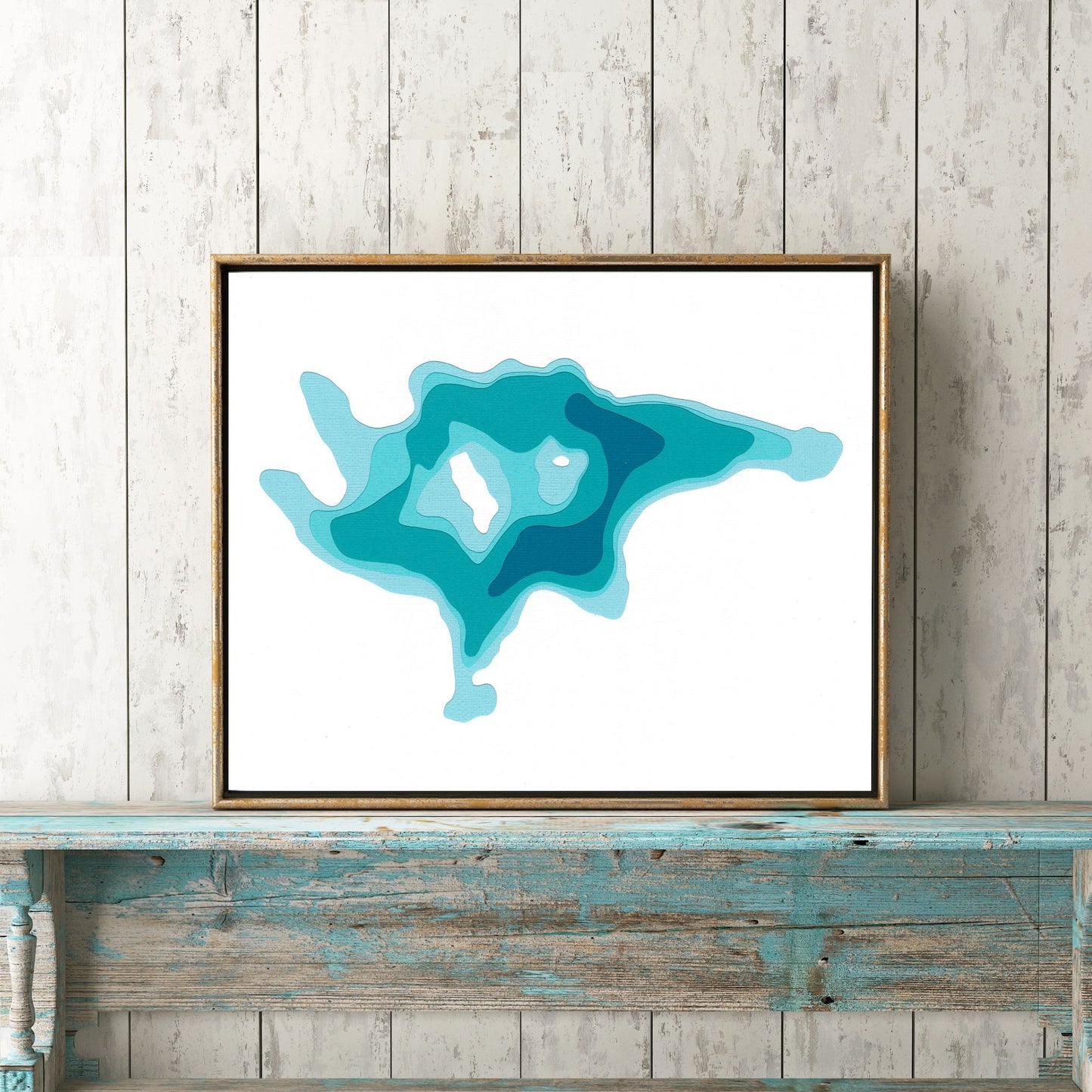 Sucker Lake (Muskoka) 8x10" Papercut Cardtography Map | Wall Art | Poster | Print | Map Art | Wall Decor
