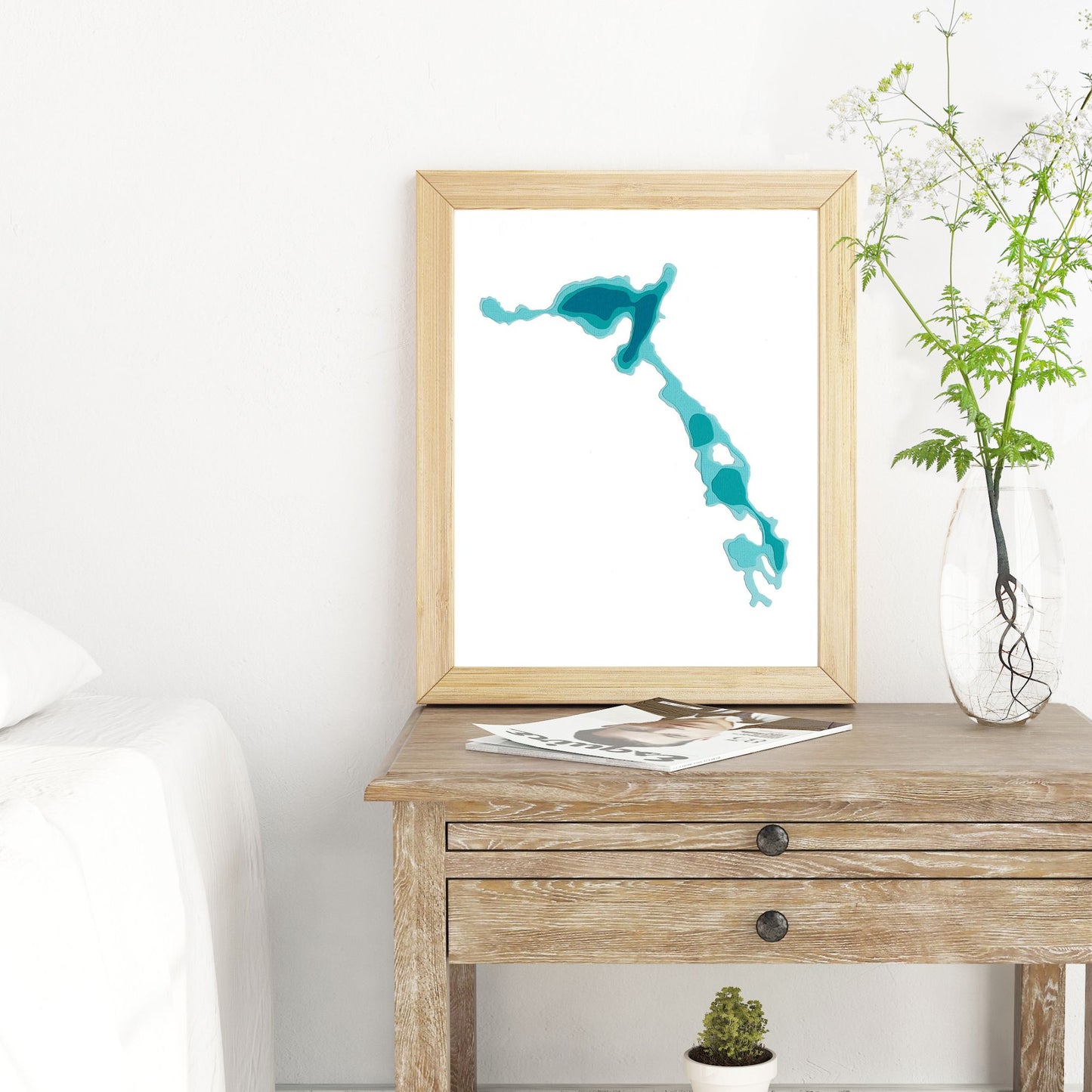 Three Mile Lake (Gravenhurst) 8x10" Papercut Cardtography Map | Wall Art | Poster | Print | Map Art | Wall Decor