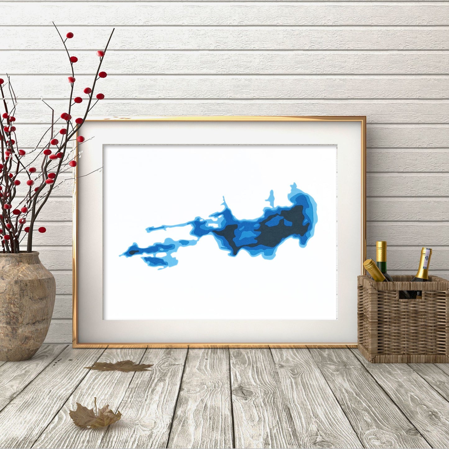 Tomiko Lake 9"x12" Papercut Cardtography Map | Wall Art | Poster | Print | Map Art | Wall Decor