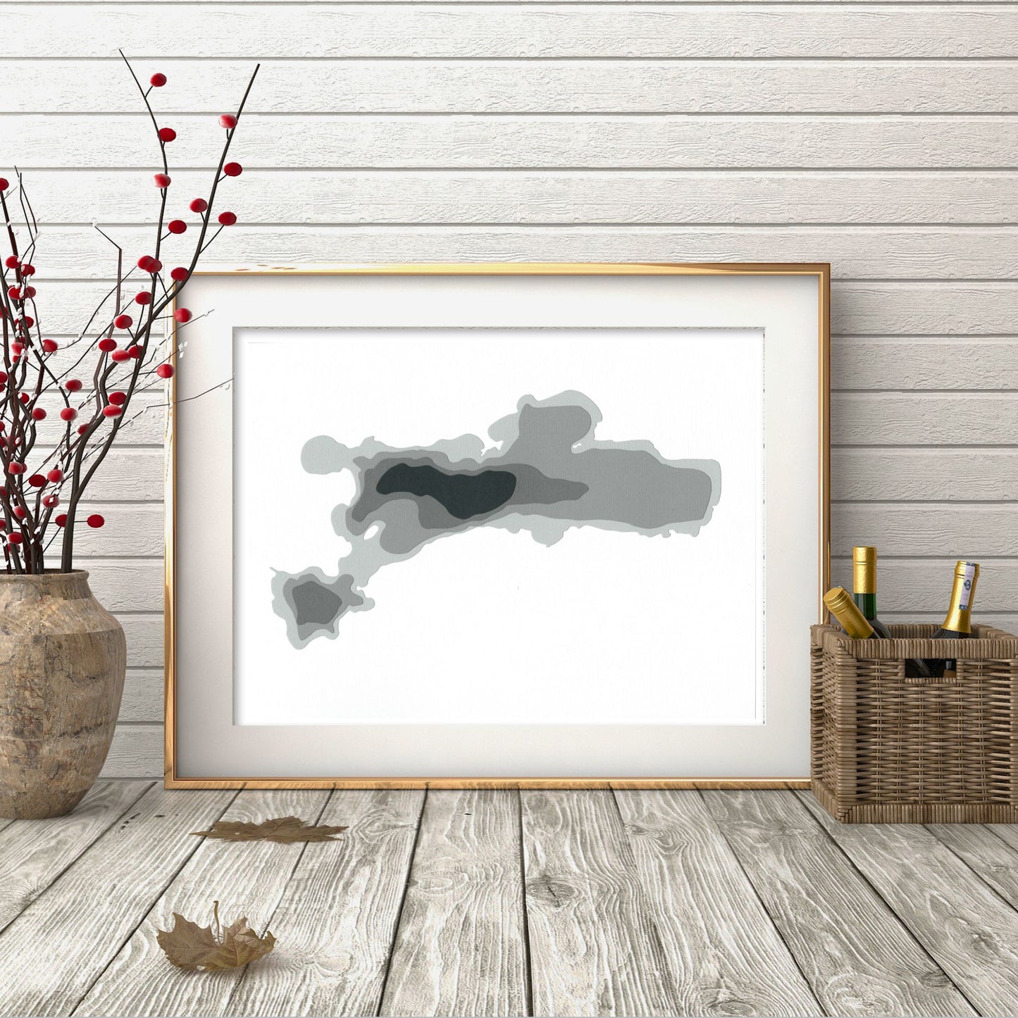 Turtle Lake 9"x12" Papercut Cardtography Map | Wall Art | Poster | Print | Map Art | Wall Decor