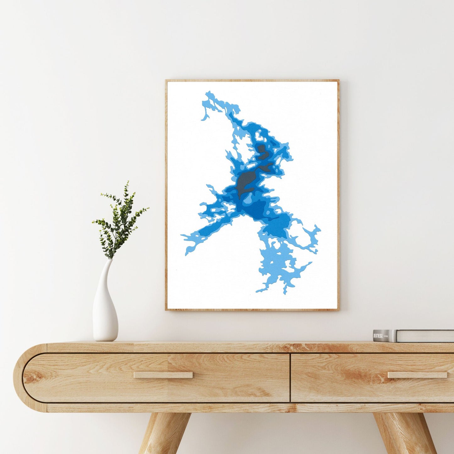 Weslemkoon Lake 9"x12" Papercut Cardtography Map | Wall Art | Poster | Print | Map Art | Wall Decor