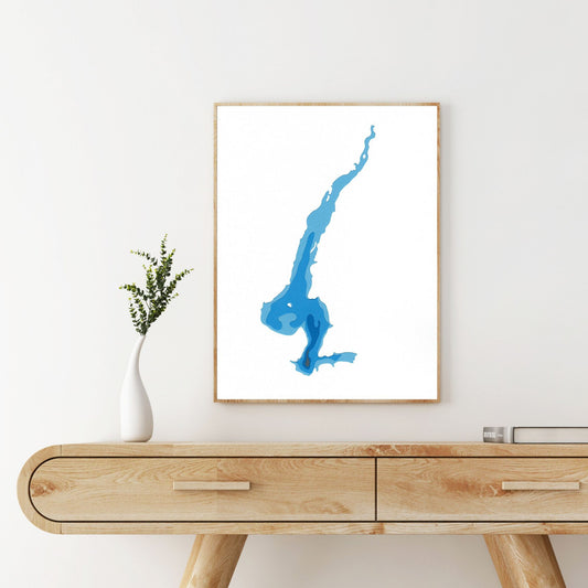 Belwood Lake 9"x12" Papercut Cardtography Map | Wall Art | Poster | Print | Map Art | Wall Décor