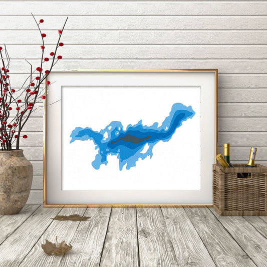 Big Cedar Lake 9"x12" Papercut Cardtography Map | Wall Art | Poster | Print | Map Art | Wall Decor