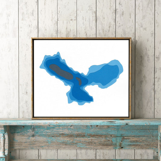 Blue Chalk Lake 8"x10" Papercut Cardtography Map | Wall Art | Poster | Print | Map Art | Wall Decor