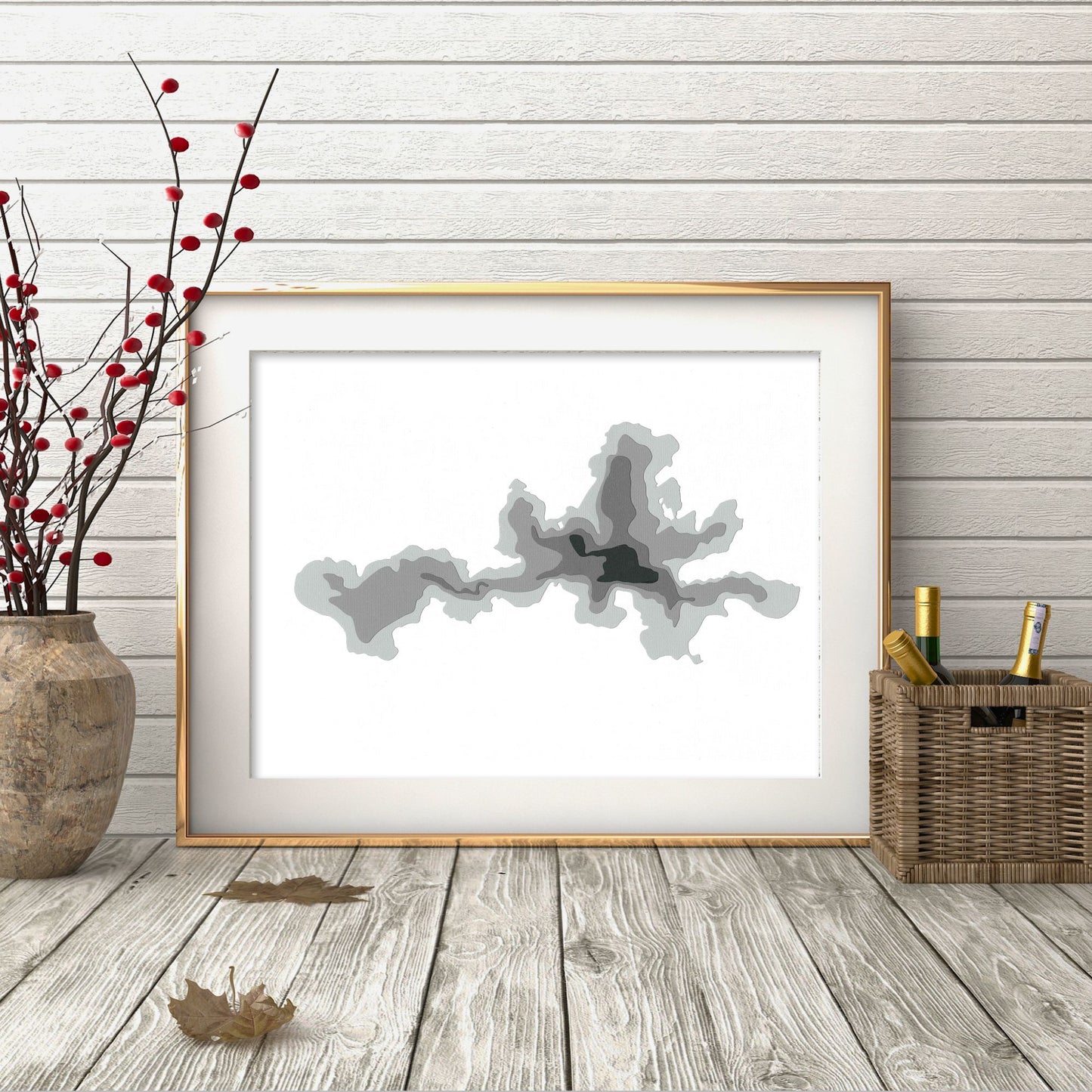 Brandy Lake 9"x12" Papercut Cardtography Map | Wall Art | Poster | Print | Map Art | Wall Decor