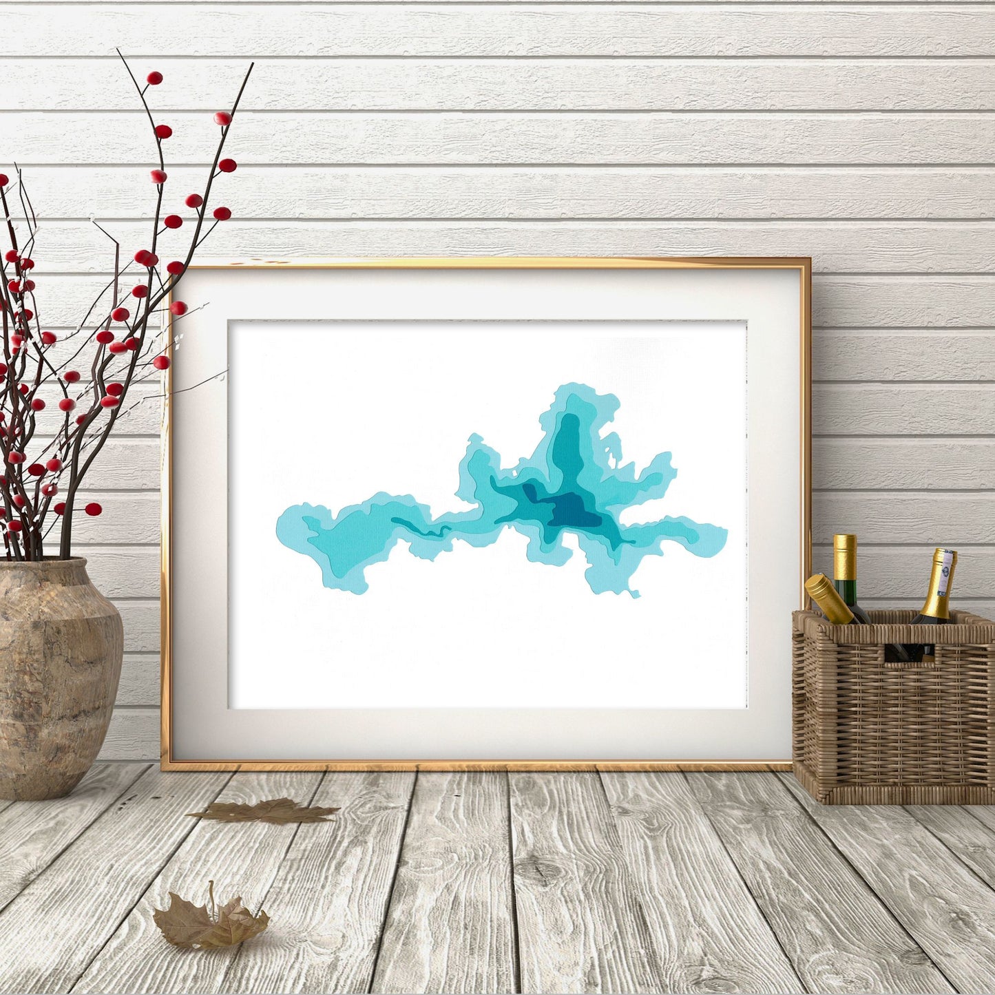 Brandy Lake 9"x12" Papercut Cardtography Map | Wall Art | Poster | Print | Map Art | Wall Decor