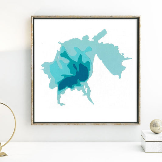 Calabogie Lake 12"x12" Papercut Cardtography Map | Wall Art | Poster | Print | Map Art | Wall Decor