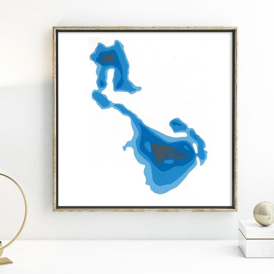 Chadburn Lake, Yukon 12"x12" Papercut Cardtography Map | Wall Art | Poster | Print | Map Art | Wall Decor