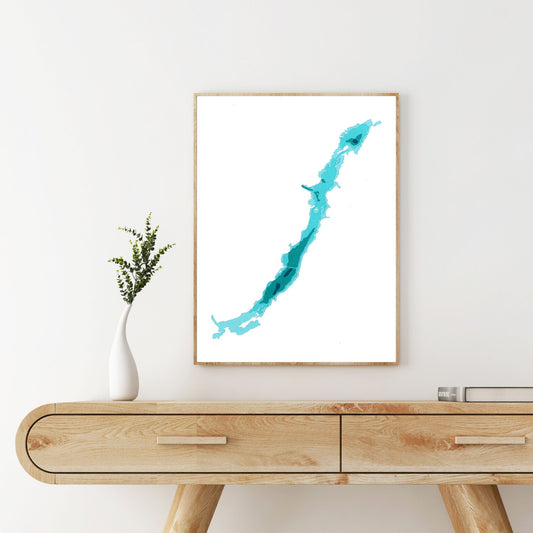 Chemong Lake 9"x12" Papercut Cardtography Map | Wall Art | Poster | Print | Map Art | Wall Decor