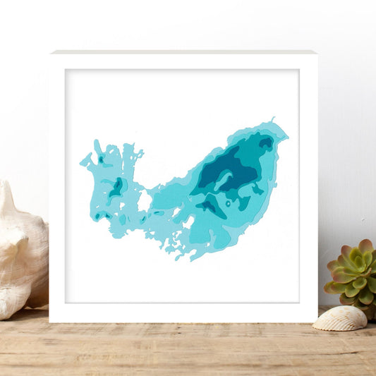 Crowe Lake 9"x12" Papercut Cardtography Map | Wall Art | Poster | Print | Map Art | Wall Decor